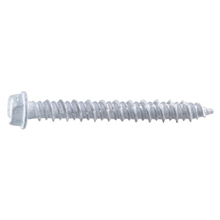 MIDWEST FASTENER Masonry Screw, 3/16" Dia., Hex, 2 1/4 in L, Steel White Ruspert, 100 PK 54473